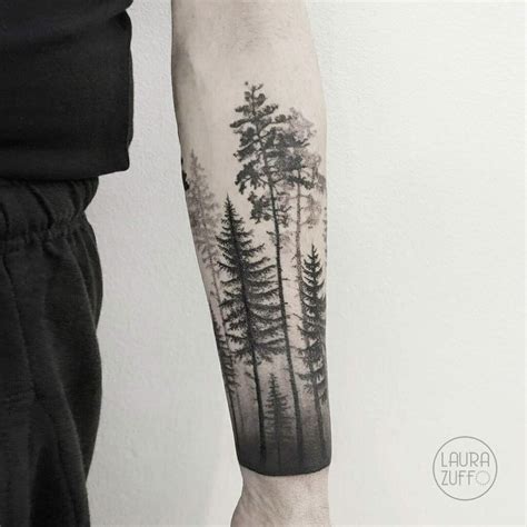 trees on arm tattoo|tree back tattoo.